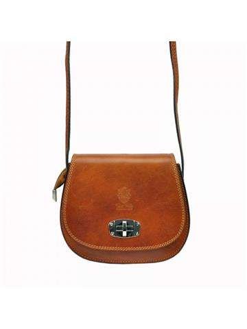 Torebka Damska Skórzana Gregorio 117 Camel Listonoszka Naturalna Ze Srebrnymi Okuciami