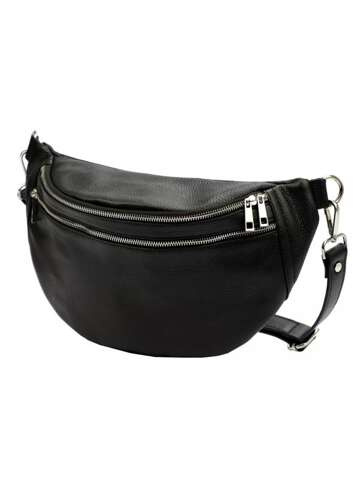 Torebka Damska Luka 24-017 DOLLARO Skórzana Czarna Crossbody z Regulowanym Paskiem