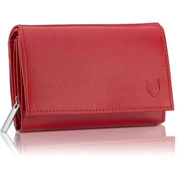 Portmonetka Portfel Damski Skórzany STEVENS Czerwony z RFID