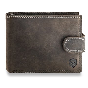 Portfel Męski Skórzany STEVENS Ochrona RFID Nubuk Ciemny Brąz