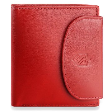 Portfel Damski Skórzany STEVENS Czerwony z Zabezpieczeniem RFID