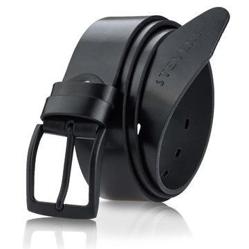 PASEK MĘSKI SKÓRZANY PREMIUM STEVENS CZARNY SZEROKI KLASYCZNY 4cm + PUDEŁKO