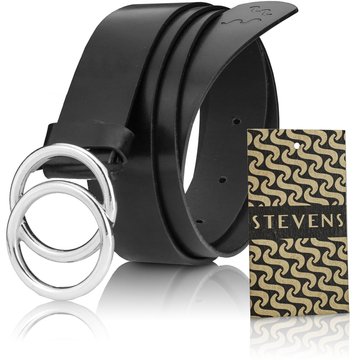 STEVENS - Czarny Pasek Damski Skórzany LAYLA - do spodni, sukienki skóra naturalna