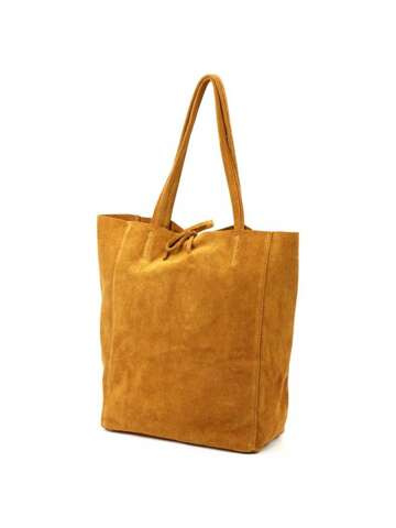 Damska Torebka Skórzana Zamszowa Patrizia 419-013-05 Kolor Camel Shopper A4