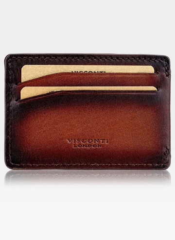 Etui Cardholder Męskie Skórzane Visconti Na Karty Slim Ciemny Burgund