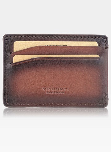 Etui Cardholder Męskie Skórzane Visconti Na Karty Slim Jasny Burgund