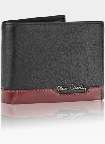 Portfel Męski Pierre Cardin Skórzany Poziomy Czarny Tilak37 8804 Nero/Rosso