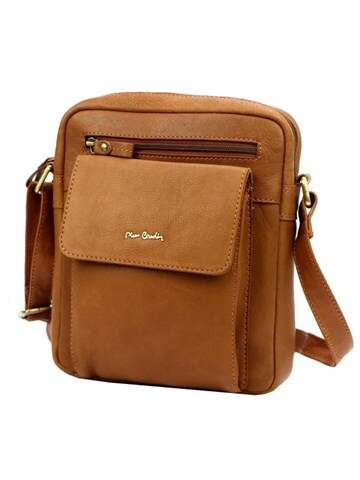 Saszetka Męska Pierre Cardin Tilak Camel Skóra Naturalna Crossbody Z Złotymi Okuciami