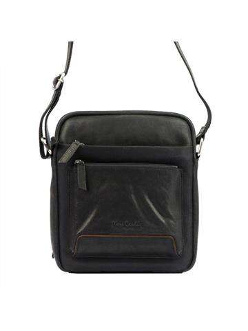 Saszetka Pierre Cardin YS12 28006 Skórzana Czarno-Camelowa Crossbody Duża z Regulowanym Paskiem