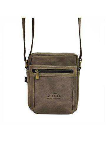 Saszetka Skórzana Wild 250587-MH Ciemnobrązowa Crossbody ze Złotymi Okuciami