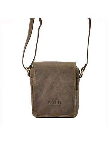 Saszetka Wild Skórzana Mała 250591-MH Złote Okucia Crossbody Czarna