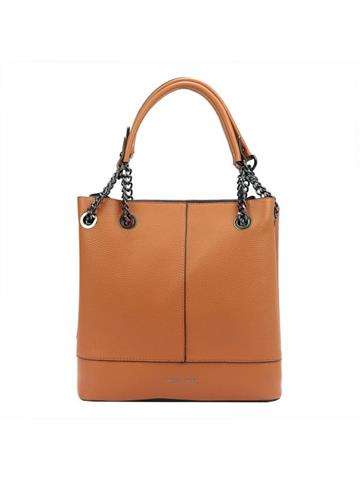 Torebka Damska Pierre Cardin 18381 IZA287 Shopper Bag Eko-Skóra Camel z Organizerem i Kieszenią Srebrne Okucia