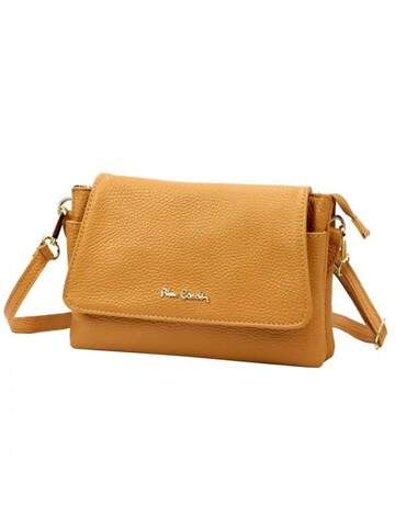 Torebka Damska Pierre Cardin FRZ 55080 DOLLARO Skóra Naturalna Camel Listonoszka Crossbody Ze Złotymi Okuciami