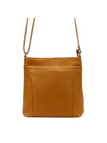 Torebka Skórzana Naturalna Patrycja Camel Listonoszka Średnia Na Ramię Crossbody